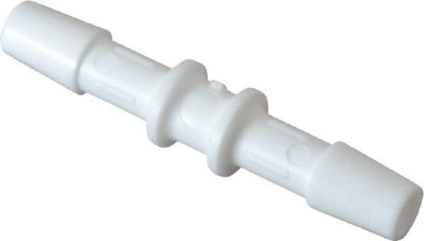Made in USA - 1/4" Barb, Polypropylene Single Barbed Tube Splicer - White - USA Tool & Supply