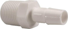 Made in USA - 3/8" Barb, 3/8, Polypropylene Single Barbed Tube Adapter - White, Male - USA Tool & Supply