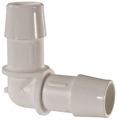 Made in USA - 5/8" Barb, Polypropylene Single Barbed Tube Elbow - White - USA Tool & Supply