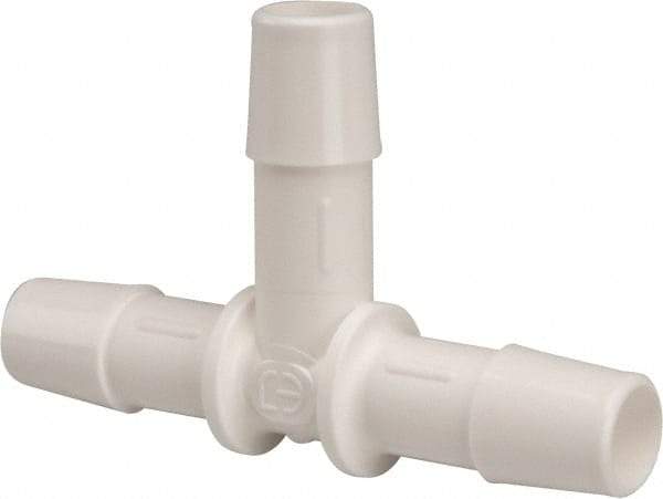 Made in USA - 3/8" Barb, Polypropylene Single Barbed Tube Tee - White - USA Tool & Supply