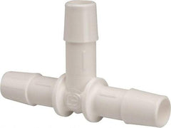 Made in USA - 3/8" Barb, Polypropylene Single Barbed Tube Tee - White - USA Tool & Supply