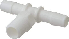 Made in USA - 3/8" Barb, 3/8, Polypropylene Single Barbed Tube Branch Tee - White, Male - USA Tool & Supply