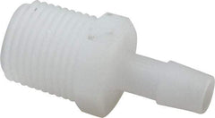 Made in USA - 3/8" Barb, 3/8, Kynar Single Barbed Tube Adapter - Natural, Male - USA Tool & Supply