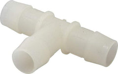 Made in USA - 3/4" Barb, Kynar Single Barbed Tube Tee - Natural - USA Tool & Supply