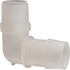 Made in USA - 1" Barb, 1, Kynar Single Barbed Tube Elbow - Natural, Male - USA Tool & Supply