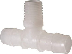 Made in USA - 3/4" Barb, 3/4, Kynar Single Barbed Tube Branch Tee - Natural, Male - USA Tool & Supply