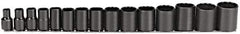 Proto - 15 Piece 1/2" Drive Socket Set - 12 Points, 3/8" to 1-1/4" Range, Inch Measurement Standard - USA Tool & Supply