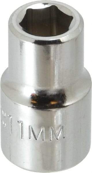 Proto - 1/2" Drive, Standard Hand Socket - 6 Points, 1-1/2" OAL, Chrome Finish - USA Tool & Supply