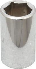 Proto - 1/2" Drive, Standard Hand Socket - 6 Points, 1-1/2" OAL, Chrome Finish - USA Tool & Supply