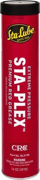 CRC - 14 oz Cartridge Lithium Extreme Pressure Grease - Red, Extreme Pressure & Food Grade, 325°F Max Temp, NLGIG 2, - USA Tool & Supply