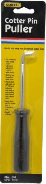 General - 7-1/2" OAL Carbon Steel Cotter Pin Puller Awl - Plastic Handle - USA Tool & Supply