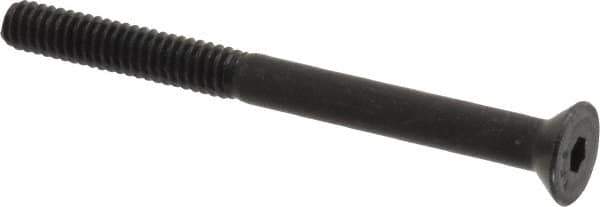 Value Collection - 1/4-20 UNC Hex Socket Drive, 82° Flat Screw - Alloy Steel, Black Oxide Finish, Partially Threaded, 3" OAL - USA Tool & Supply