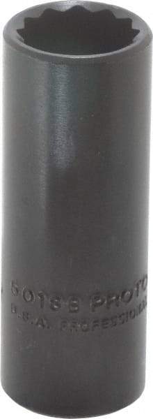 Proto - 9/16", 3/8" Drive, Deep Hand Socket - 12 Points, 2-1/8" OAL, Alloy Steel, Black Finish - USA Tool & Supply