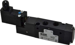 Parker - 1/8", 4-Way Body Ported Stacking Solenoid Valve - 120 VAC, 0.75 CV Rate, Air Return, 2.14" High x 4.67" Long - USA Tool & Supply