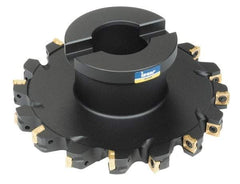Iscar - Shell Mount B Connection, 0.37" Cutting Width, 1.11" Depth of Cut, 4" Cutter Diam, 1" Hole Diam, 8 Tooth Indexable Slotting Cutter - FDN Toolholder, X/QOMT 060204-HQ Insert - USA Tool & Supply