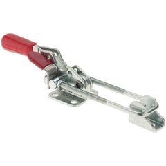De-Sta-Co - 359 Lb Capacity, Horizontal, U Hook, Flanged Base, Carbon Steel Pull Action Latch Clamp - 1.18" Drawing Movement, 5.2323" OAL, Threaded U Hook, Straight Handle - USA Tool & Supply
