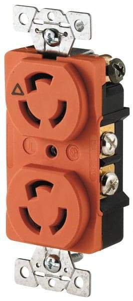 Cooper Wiring Devices - 125 VAC, 15 Amp, L5-15R NEMA, Isolated Ground Receptacle - 2 Poles, 3 Wire, Female End, Orange - USA Tool & Supply