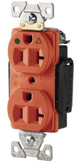 Cooper Wiring Devices - 125 VAC, 20 Amp, 5-20R NEMA Configuration, Orange, Hospital Grade, Isolated Ground Duplex Receptacle - 1 Phase, 2 Poles, 3 Wire, Flush Mount, Chemical, Heat and Impact Resistant - USA Tool & Supply