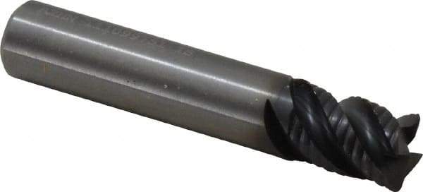 Kennametal - 3/8" Diam, 1/2" LOC, 4 Flute Solid Carbide 0.03" Corner Radius Roughing End Mill - AlTiN Finish, 2" OAL, 3/8" Shank Diam, Single End, Centercutting, 40° Helix - USA Tool & Supply