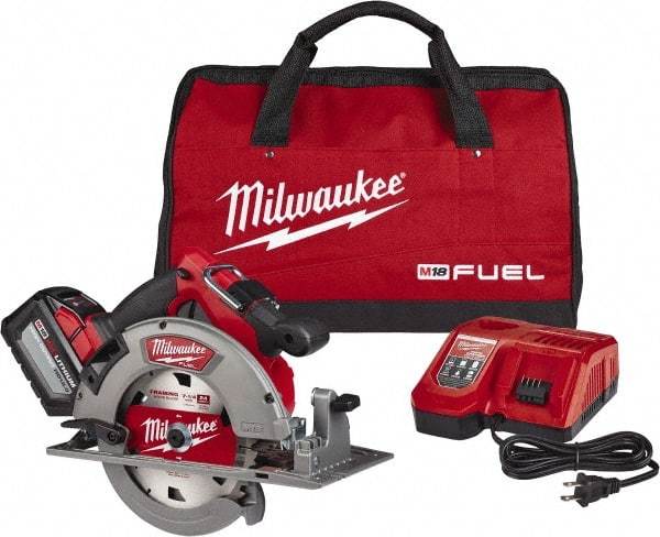 Milwaukee Tool - 18 Volt, 7-1/4" Blade, Cordless Circular Saw - 5,800 RPM, 1 Lithium-Ion Battery Included - USA Tool & Supply