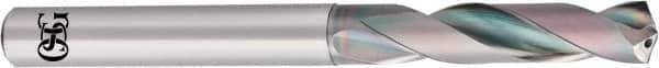 OSG - 3.86mm 140° Spiral Flute Solid Carbide Screw Machine Drill Bit - EgiAs Finish, Right Hand Cut, 24mm Flute Length, 74mm OAL, Straight Shank, Through Coolant - USA Tool & Supply