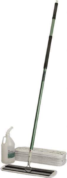 Ability One - 55" Long x 6" Wide Microfiber Dust Flat Mop - Hook & Loop, Green, Looped Head, Launderable - USA Tool & Supply