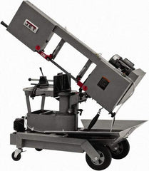 Jet - 8 x 9" Max Capacity, Manual Step Pulley Horizontal Bandsaw - 64, 132 & 247 SFPM Blade Speed, 115/230 Volts, 90°, 1 hp, 1 Phase - USA Tool & Supply
