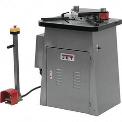 Jet - 7-3/4 x 7-3/4" Notching Dimension, Metal Notcher - 50" Stroke, 4mm Max Mild Steel Capacity, 9 Ton Load Capacity, 27-1/2" Table Width x 23-3/4" Table Depth - USA Tool & Supply