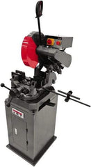 Jet - 13-1/2" Blade Diam, Straight/Miter Chop & Cut-Off Saw - 3 Phase, 3,450 RPM, 5 hp, 230/460 Volts, 4-7/8" Capacity in Solids at 90°, 3-1/8" Capacity in Solids at 45°, 4-1/8" Capacity in Pipe at 45° - USA Tool & Supply