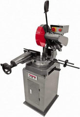 Jet - 11-1/2" Blade Diam, Straight/Miter Chop & Cut-Off Saw - 3 Phase, 3,450 RPM, 5 hp, 230/460 Volts, 4" Capacity in Pipe at 90°, 3-1/2" Capacity in Solids at 45° - USA Tool & Supply