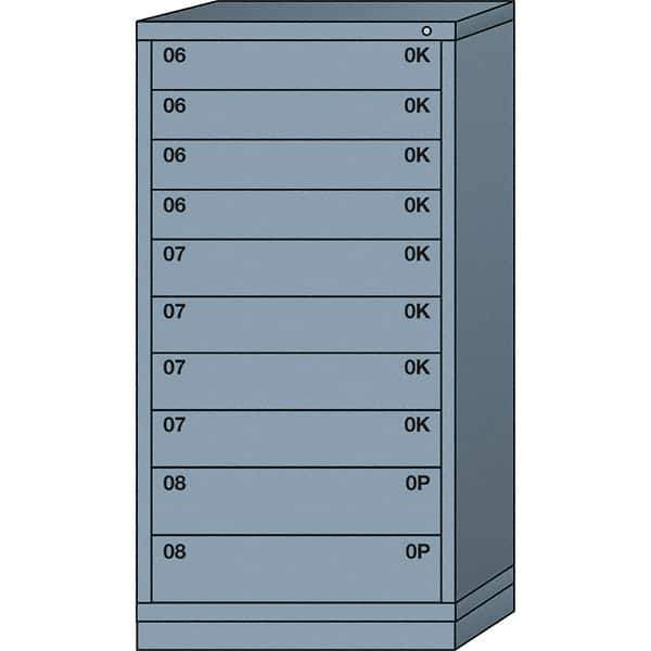 Lyon - 10 Drawer, Standard Eye-Level - Single Drawer Access Cabinet - Steel, 30" Wide x 28-1/4" Deep x 59-1/4" High, Dove Gray - USA Tool & Supply