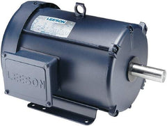 Leeson - 3 Max hp, 1,800 Max RPM, Premium Efficient Electric AC DC Motor - 230/460 V Input, Three Phase, 182T Frame, Rigid Base Mount, TEFC Enclosure - USA Tool & Supply