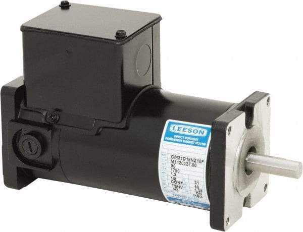 Leeson - 1/6 Max hp, 1,750 Max RPM, DC Electric AC DC Motor - 115 V Input, 31GS Frame, Square Flange Mount, TENV Enclosure - USA Tool & Supply