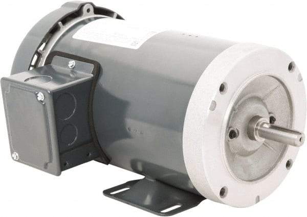 Leeson - 1 Max hp, 1,800 Max RPM, Premium Efficient Electric AC DC Motor - 230/460 V Input, Three Phase, 56C Frame, C-Face with Base Mount, TEFC Enclosure - USA Tool & Supply