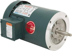 Leeson - 1-1/2 Max hp, 3,600 Max RPM, Premium Efficient Electric AC DC Motor - 230/460 V Input, Three Phase, 56J Frame, C-Face Mount, TEFC Enclosure - USA Tool & Supply