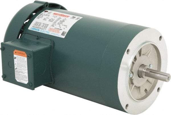 Leeson - 3 Max hp, 3,600 Max RPM, Premium Efficient Electric AC DC Motor - 230/460 V Input, Three Phase, 56C Frame, C-Face Mount, TEFC Enclosure - USA Tool & Supply