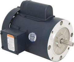 Leeson - 1-1/2 Max hp, 3,600 Max RPM, Capacitor Start Electric AC DC Motor - 115/230 V Input, Single Phase, 56C Frame, 5/8" Shaft Diam, C-Face Mount, TEFC Enclosure - USA Tool & Supply