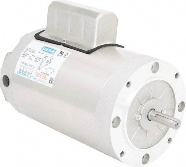 Leeson - 2 Max hp, 1,740 Max RPM, Electric AC DC Motor - 115/208-230 V Input, Single Phase, 56C Frame, C-Face Mount, TENV Enclosure - USA Tool & Supply