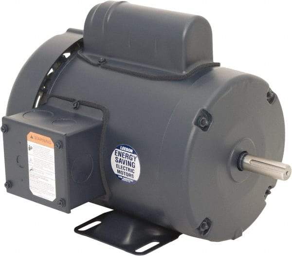 Leeson - 1/2 Max hp, 1,200 Max RPM, Capacitor Start Electric AC DC Motor - 115/230 V Input, Single Phase, 56 Frame, 5/8" Shaft Diam, Rigid Base Mount, TEFC Enclosure - USA Tool & Supply