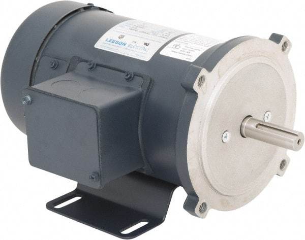 Leeson - 1/2 Max hp, 2,500 Max RPM, DC Electric AC DC Motor - 115 V Input, SS56C Frame, C-Face with Base Mount, TEFC Enclosure - USA Tool & Supply