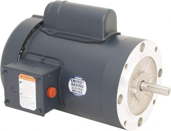 Leeson - 3/4 Max hp, 1,500 Max RPM, Electric AC DC Motor - 110/220 V Input, Single Phase, 56C Frame, C-Face Mount, TEFC Enclosure - USA Tool & Supply