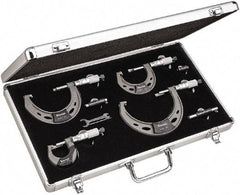 Starrett - Mechanical Outside Micrometer Sets Minimum Measurement (Inch): 0 Maximum Measurement (Inch): 4 - USA Tool & Supply