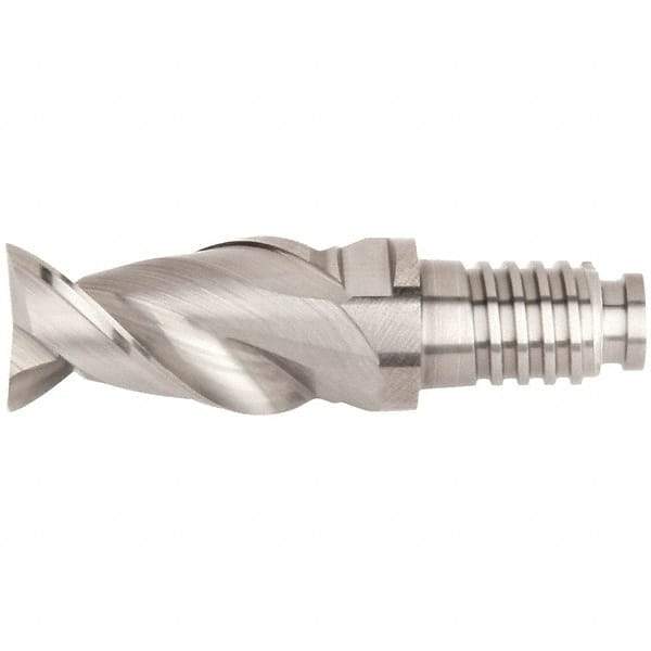 Kennametal - 20mm Mill Diam, 30mm LOC, 68.9mm OAL, 2 Flute Square End Mill Head - Duo-Lock 20 Connection, Solid Carbide, Uncoated, Right Hand Flute, Spiral Flute, Centercutting, 45° Helix, Series ABDF - USA Tool & Supply