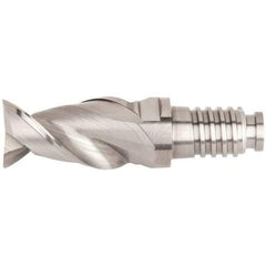 Kennametal - 20mm Mill Diam, 30mm LOC, 68.9mm OAL, 2 Flute Square End Mill Head - Duo-Lock 20 Connection, Solid Carbide, Uncoated, Right Hand Flute, Spiral Flute, Centercutting, 45° Helix, Series ABDF - USA Tool & Supply