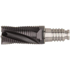 Kennametal - 20mm Diam, 30mm LOC, 4 Flute, 0.5mm Corner Chamfer End Mill Head - Solid Carbide, AlTiN Finish, Duo-Lock 20 Connection, Spiral Flute, 20° Helix, Centercutting - USA Tool & Supply