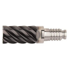 Kennametal - 3/8" Diam, 9/16" LOC, 6 Flute, 0.381mm Corner Radius End Mill Head - Solid Carbide, AlTiN Finish, Duo-Lock 12 Connection, Spiral Flute, 45° Helix, Centercutting - USA Tool & Supply