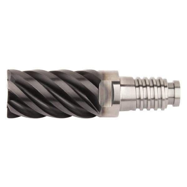 Kennametal - 20mm Diam, 30mm LOC, 6 Flute, 0.75mm Corner Radius End Mill Head - Solid Carbide, AlTiN Finish, Duo-Lock 20 Connection, Spiral Flute, 45° Helix, Centercutting - USA Tool & Supply