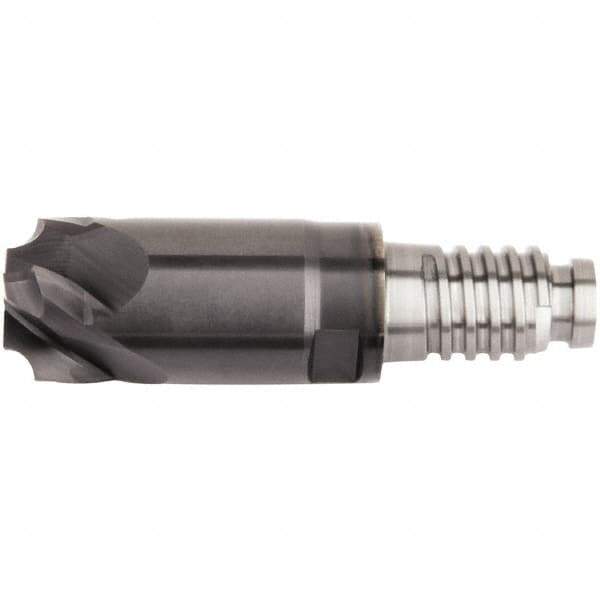 Kennametal - 3/8" Diam, 3.05mm LOC, 4 Flute, 3.048mm Corner Radius End Mill Head - Solid Carbide, AlTiN Finish, Duo-Lock 10 Connection, Spiral Flute, 0° Helix - USA Tool & Supply