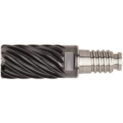 Kennametal - 20mm Diam, 30mm LOC, 15 Flute, 1mm Corner Radius End Mill Head - Solid Carbide, AlTiN Finish, Duo-Lock 20 Connection, Spiral Flute, 36° Helix - USA Tool & Supply