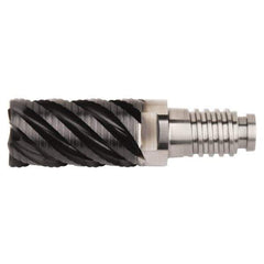 Kennametal - 12mm Diam, 18mm LOC, 4 Flute, 0.75mm Corner Radius End Mill Head - Solid Carbide, AlTiN Finish, Duo-Lock 12 Connection, Spiral Flute, 45° Helix, Centercutting - USA Tool & Supply